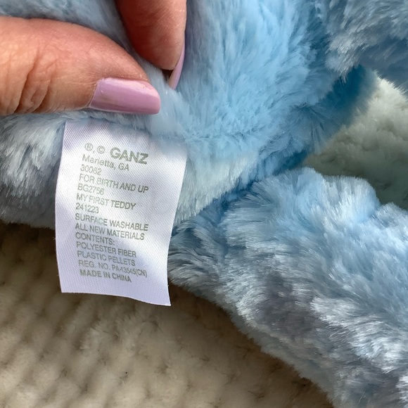 BABY GANZ My First Teddy Plush Blue Bear Stuffed Animal Toy Embroidered Eyes - Picture 12 of 13